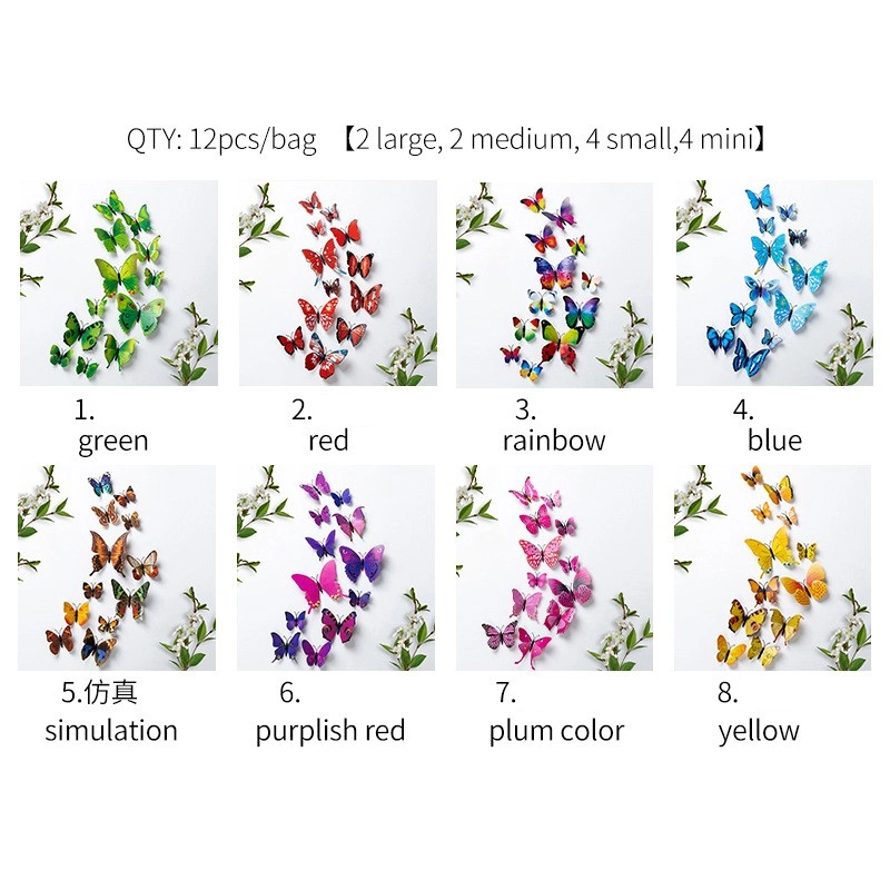 Set 2 túi 24 bướm nam châm trang trí bó hoa, cửa kính, giỏ quả, tủ lạnh ảnh 4