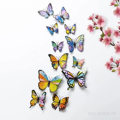 Set 2 túi 24 bướm nam châm trang trí bó hoa, cửa kính, giỏ quả, tủ lạnh ảnh 7