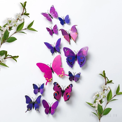Set 2 túi 24 bướm nam châm trang trí bó hoa, cửa kính, giỏ quả, tủ lạnh ảnh 10