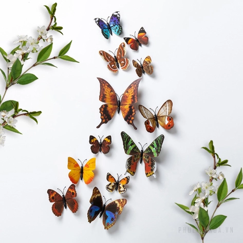 Set 2 túi 24 bướm nam châm trang trí bó hoa, cửa kính, giỏ quả, tủ lạnh ảnh 14
