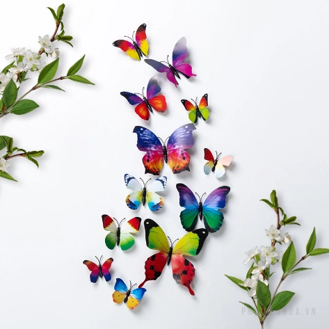 Set 2 túi 24 bướm nam châm trang trí bó hoa, cửa kính, giỏ quả, tủ lạnh ảnh 15