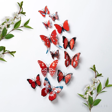 Set 2 túi 24 bướm nam châm trang trí bó hoa, cửa kính, giỏ quả, tủ lạnh ảnh 12