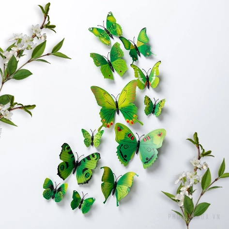 Set 2 túi 24 bướm nam châm trang trí bó hoa, cửa kính, giỏ quả, tủ lạnh ảnh 13