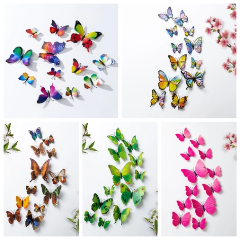 Set 2 túi 24 bướm nam châm trang trí bó hoa, cửa kính, giỏ quả, tủ lạnh ảnh 1