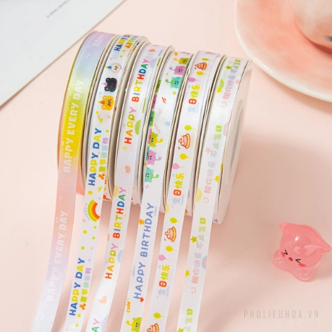 Ruy băng hoạt hình họa tiết sinh nhật cho bé cuộn 22m  ảnh 8