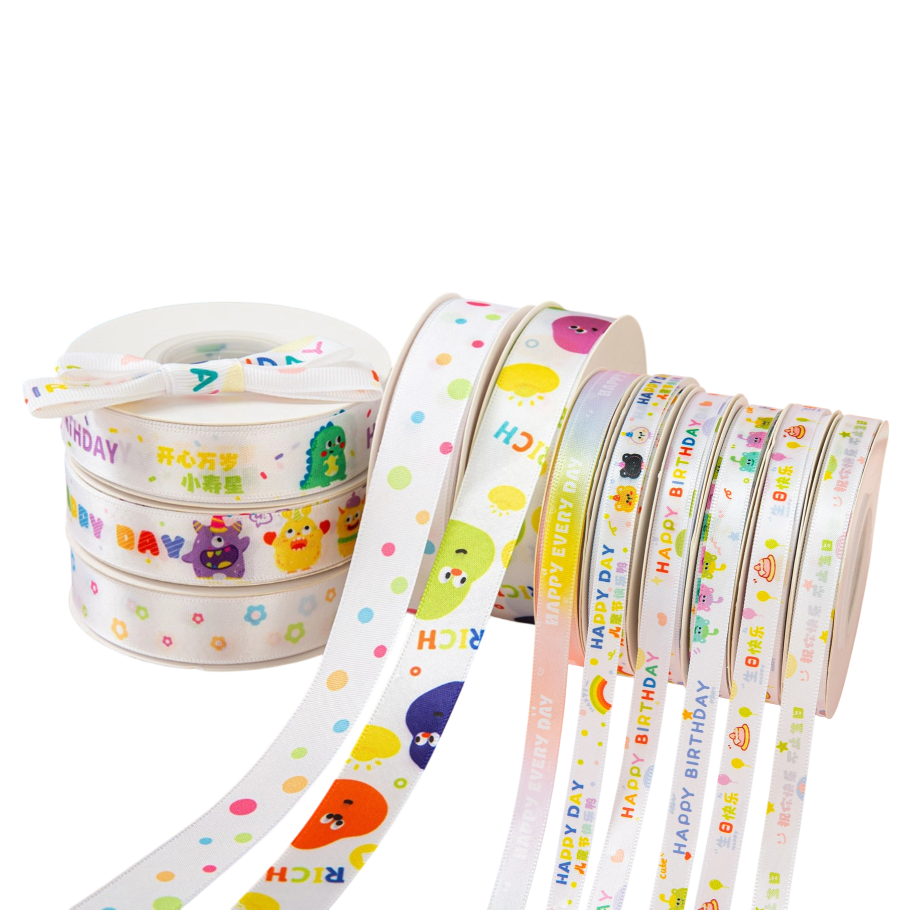 Ruy băng hoạt hình họa tiết sinh nhật cho bé cuộn 22m  ảnh 1