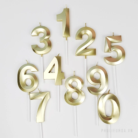 Combo 5 nến nhũ vàng trang trí bánh kem, sinh nhật màu vàng gold ảnh 5