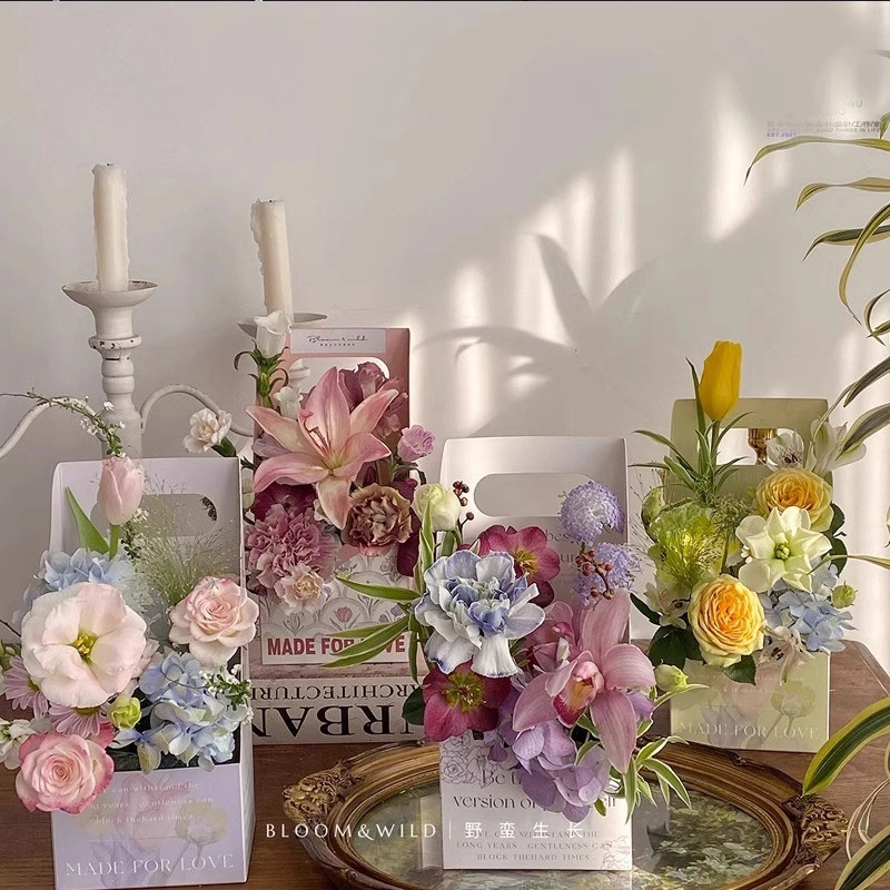 Hộp hoa tươi giấy cứng chống nước có quai xách (combo 5 hộp) ảnh 8