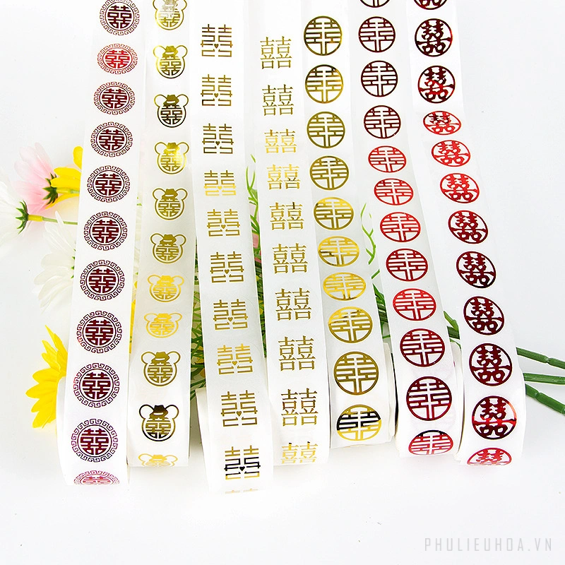 Cuộn 430 sticker dán chữ phúc 2cm ảnh 2