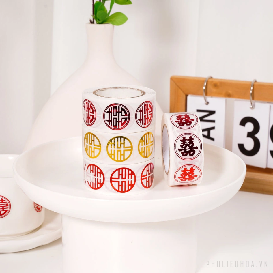 Cuộn 430 sticker dán chữ phúc 2cm ảnh 5