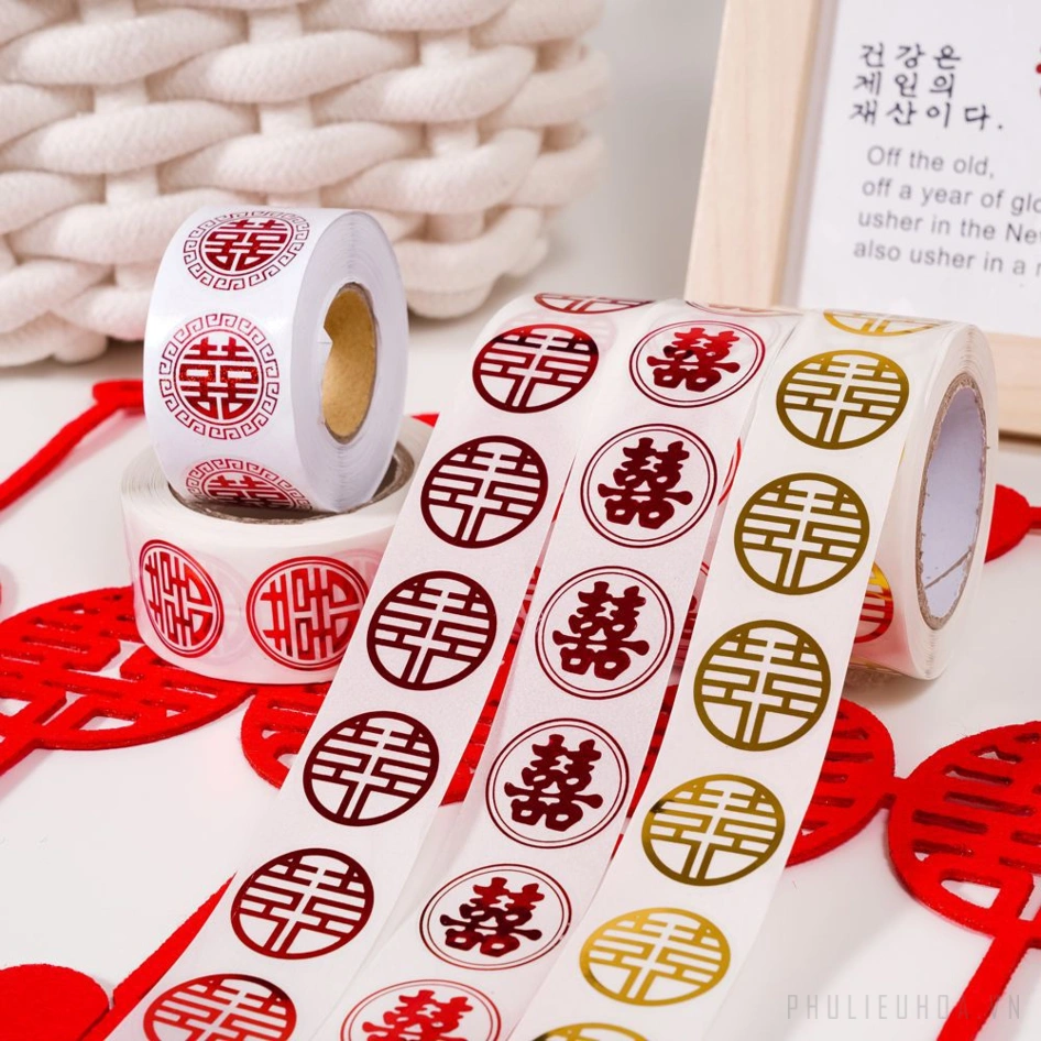 Cuộn 430 sticker dán chữ phúc 2cm ảnh 6