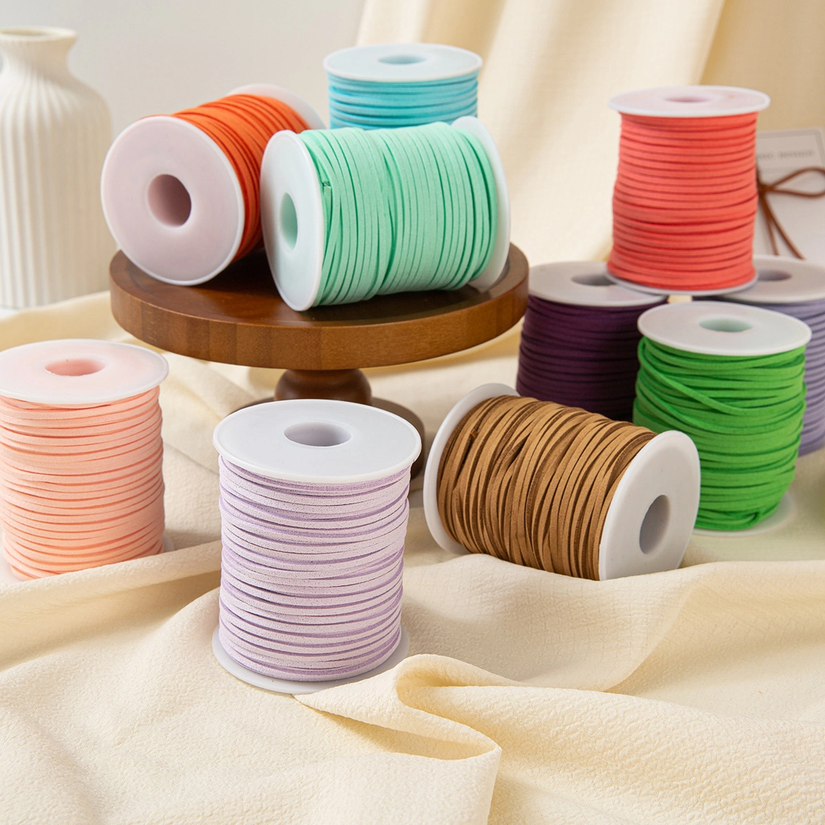 Cuộn dây nhung da lộn trang trí hoa buộc hộp quà, làm nơ, làm đồ handmade   ảnh 4