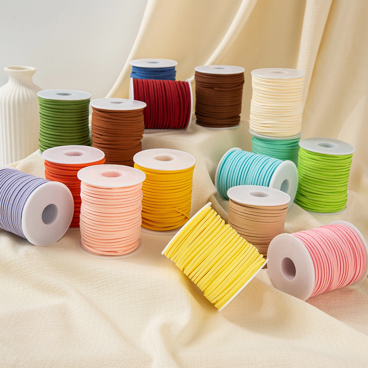 Cuộn dây nhung da lộn trang trí hoa buộc hộp quà, làm nơ, làm đồ handmade   ảnh 7
