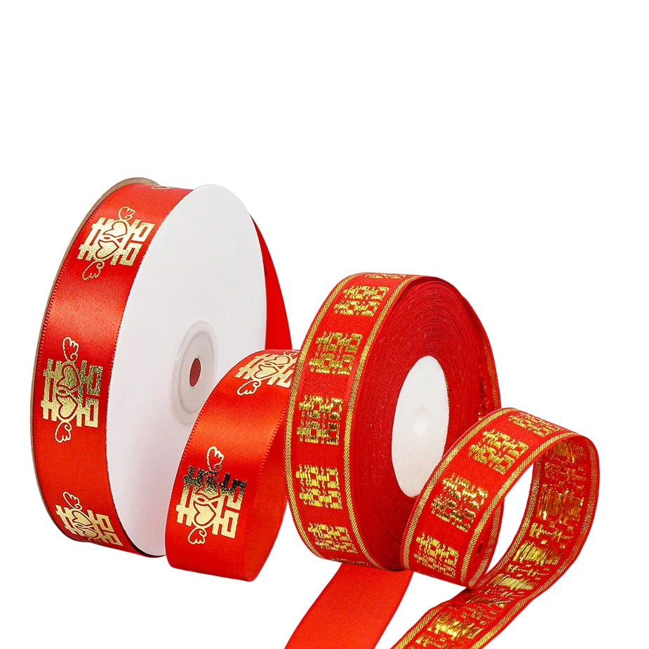 Ruy băng cưới đỏ chữ Phúc khổ 2,5cm ảnh 1