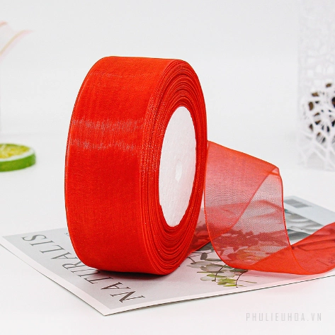 Cuộn ruy băng voan trong suốt bản 4cm x 45m làm nơ handmade, trang trí hộp quà  ảnh 34