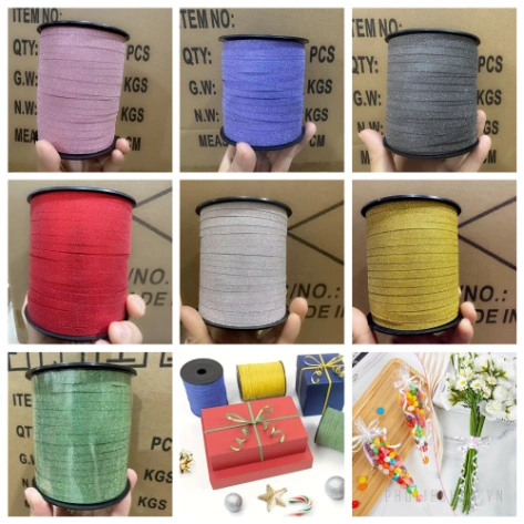 Ruy băng nhựa màu nhung kim tuyến bản 0.5cm x 250 yard ảnh 2