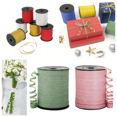 Ảnh sản phẩm Ruy băng nhựa màu nhung kim tuyến bản 0.5cm x 250 yard 1