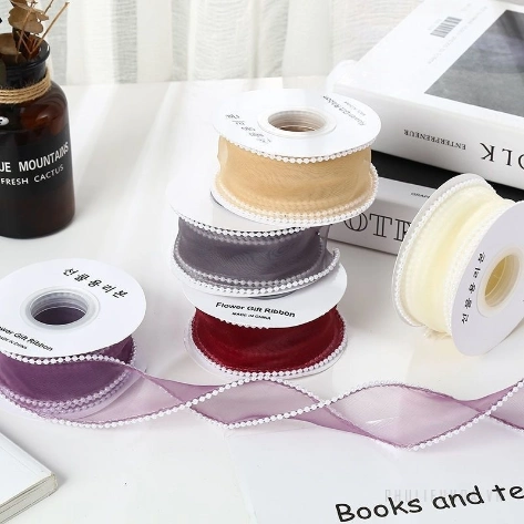 Cuộn ruy băng viền ngọc trai 4cm x 10 yard ảnh 5