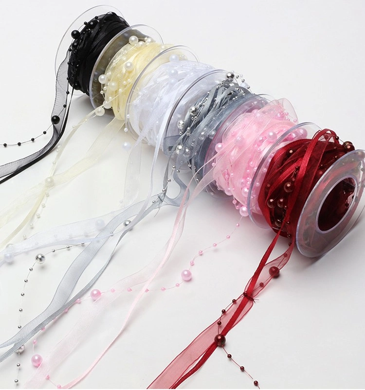 Ruy băng cườm ngọc trai cuộn 5 yard ảnh 2