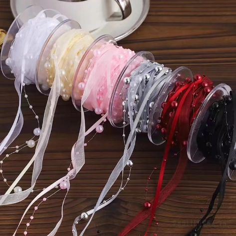 Ruy băng cườm ngọc trai cuộn 5 yard ảnh 5