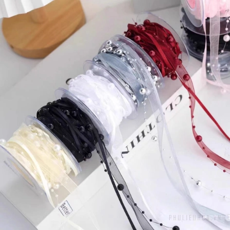 Ruy băng cườm ngọc trai cuộn 5 yard ảnh 6