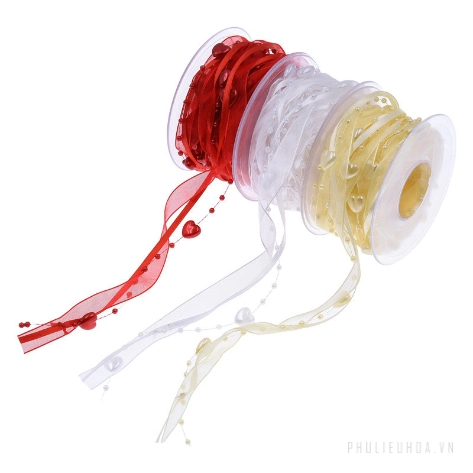 Ruy băng cườm ngọc trai cuộn 5 yard ảnh 13