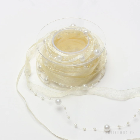 Ruy băng cườm ngọc trai cuộn 5 yard ảnh 19