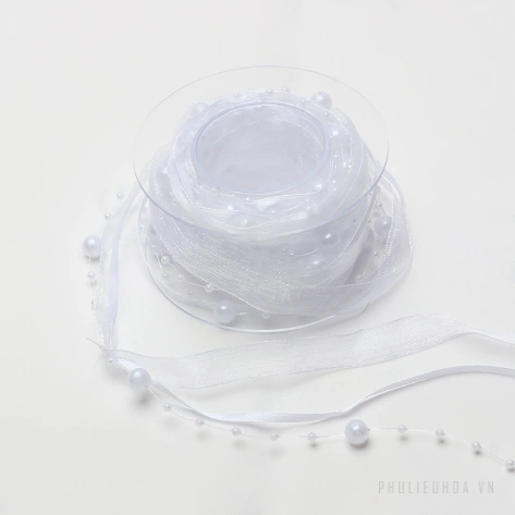 Ruy băng cườm ngọc trai cuộn 5 yard ảnh 21