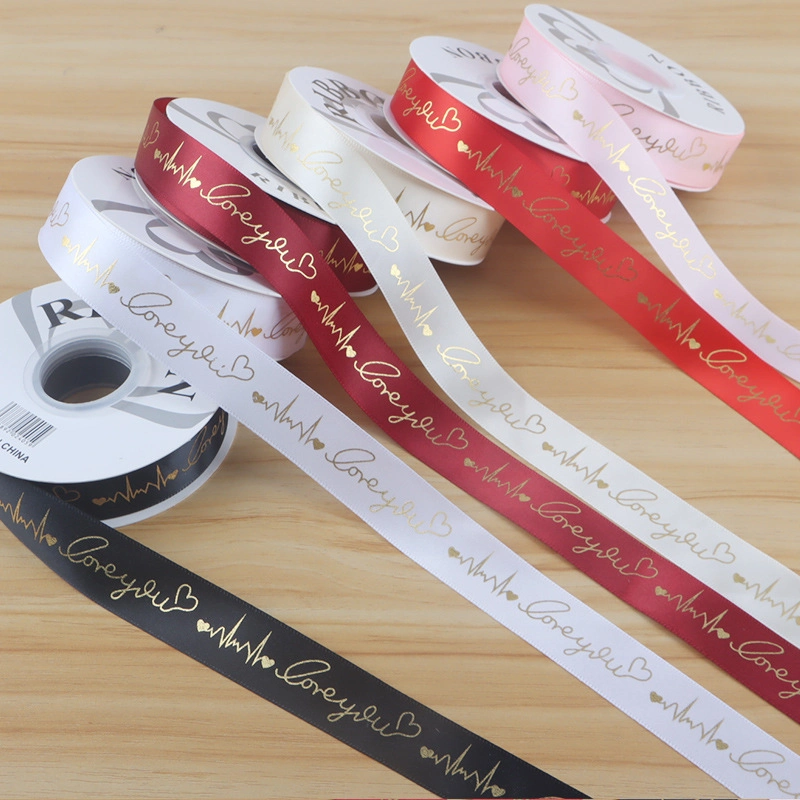 Ruy băng satin in chữ nhũ đồng I Love You khổ 2.5cm x 32yard ảnh 13