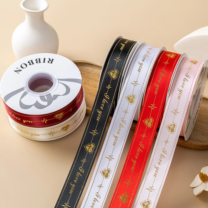 Ruy băng satin in chữ nhũ đồng I Love You khổ 2.5cm x 32yard ảnh 16