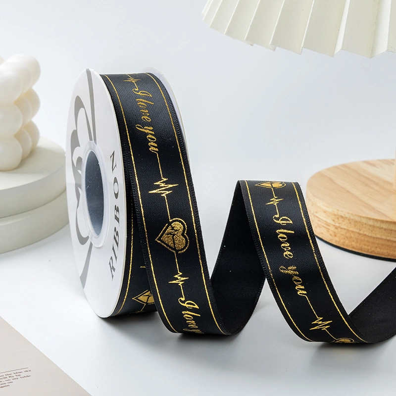 Ruy băng satin in chữ nhũ đồng I Love You khổ 2.5cm x 32yard ảnh 7
