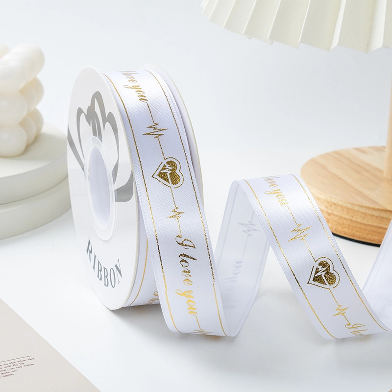 Ruy băng satin in chữ nhũ đồng I Love You khổ 2.5cm x 32yard ảnh 12