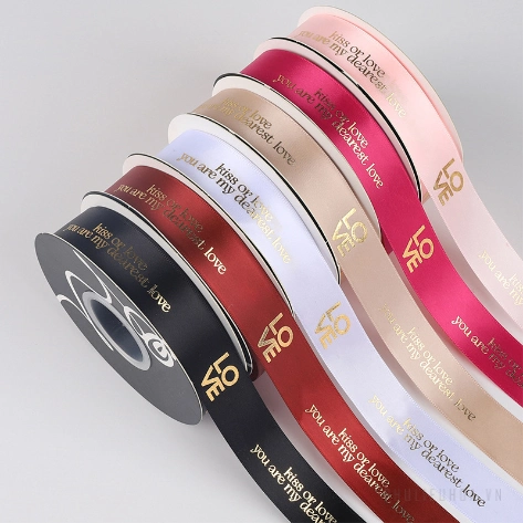 Ruy băng satin in chữ nhũ đồng I Love You khổ 2.5cm x 32yard ảnh 15