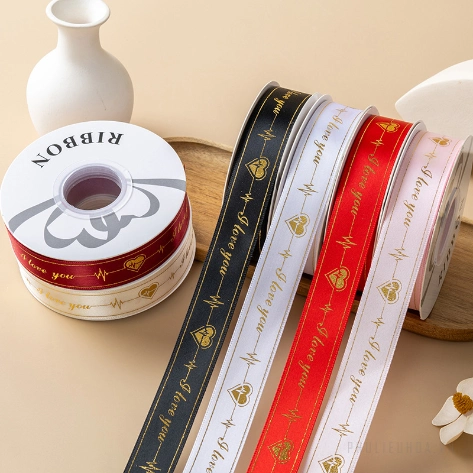 Ruy băng satin in chữ nhũ đồng I Love You khổ 2.5cm x 32yard ảnh 16