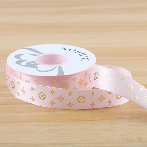 Ruy băng satin in chữ nhũ đồng I Love You khổ 2.5cm x 32yard ảnh 17