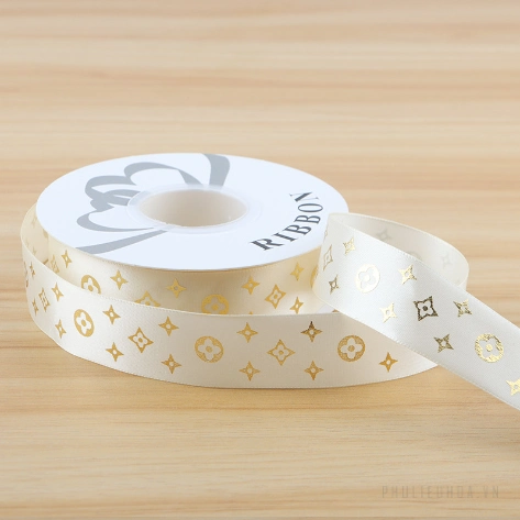 Ruy băng satin in chữ nhũ đồng I Love You khổ 2.5cm x 32yard ảnh 18
