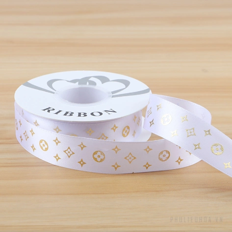 Ruy băng satin in chữ nhũ đồng I Love You khổ 2.5cm x 32yard ảnh 22