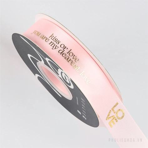 Ruy băng satin in chữ nhũ đồng I Love You khổ 2.5cm x 32yard ảnh 25
