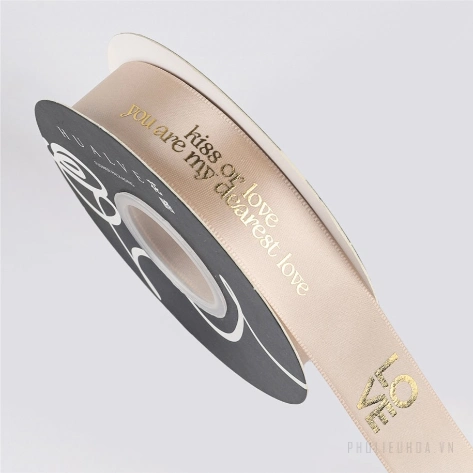 Ruy băng satin in chữ nhũ đồng I Love You khổ 2.5cm x 32yard ảnh 28