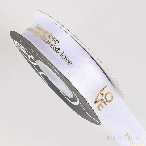 Ruy băng satin in chữ nhũ đồng I Love You khổ 2.5cm x 32yard ảnh 29