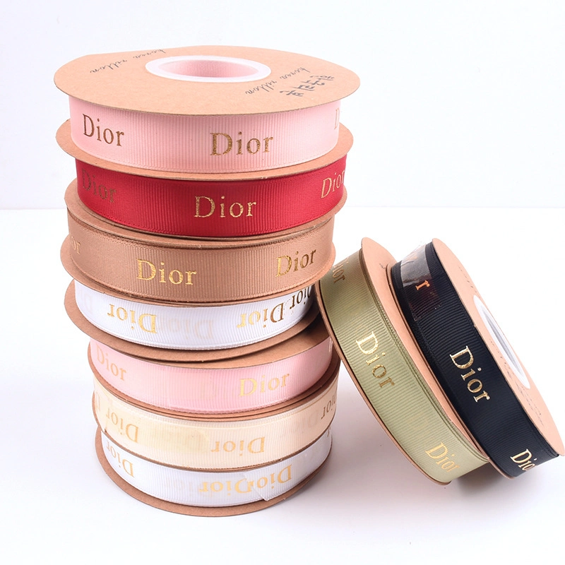 Ruy băng gân bản 2cm x 32yard chữ Dior nhũ đồng ảnh 3