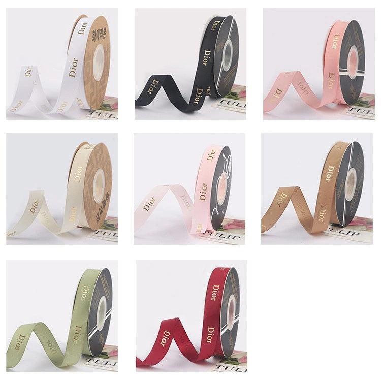 Ruy băng gân bản 2cm x 32yard chữ Dior nhũ đồng ảnh 5