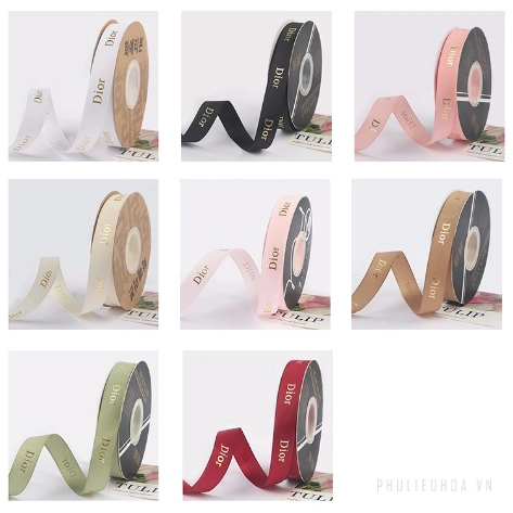 Ruy băng gân bản 2cm x 32yard chữ Dior nhũ đồng ảnh 5