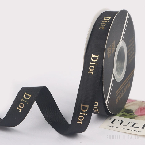 Ruy băng gân bản 2cm x 32yard chữ Dior nhũ đồng ảnh 13