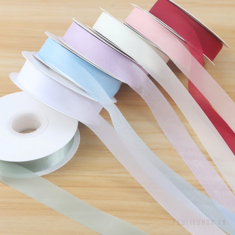 Ruy băng lụa lưới xuyên thấu, mỏng nhẹ mềm mại 2,5cm x 20yard ảnh 13