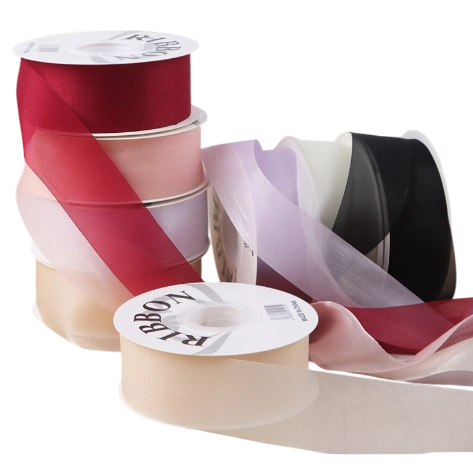 Ảnh sản phẩm Ruy băng lụa lưới xuyên thấu, mỏng nhẹ mềm mại 2,5cm x 20yard 1