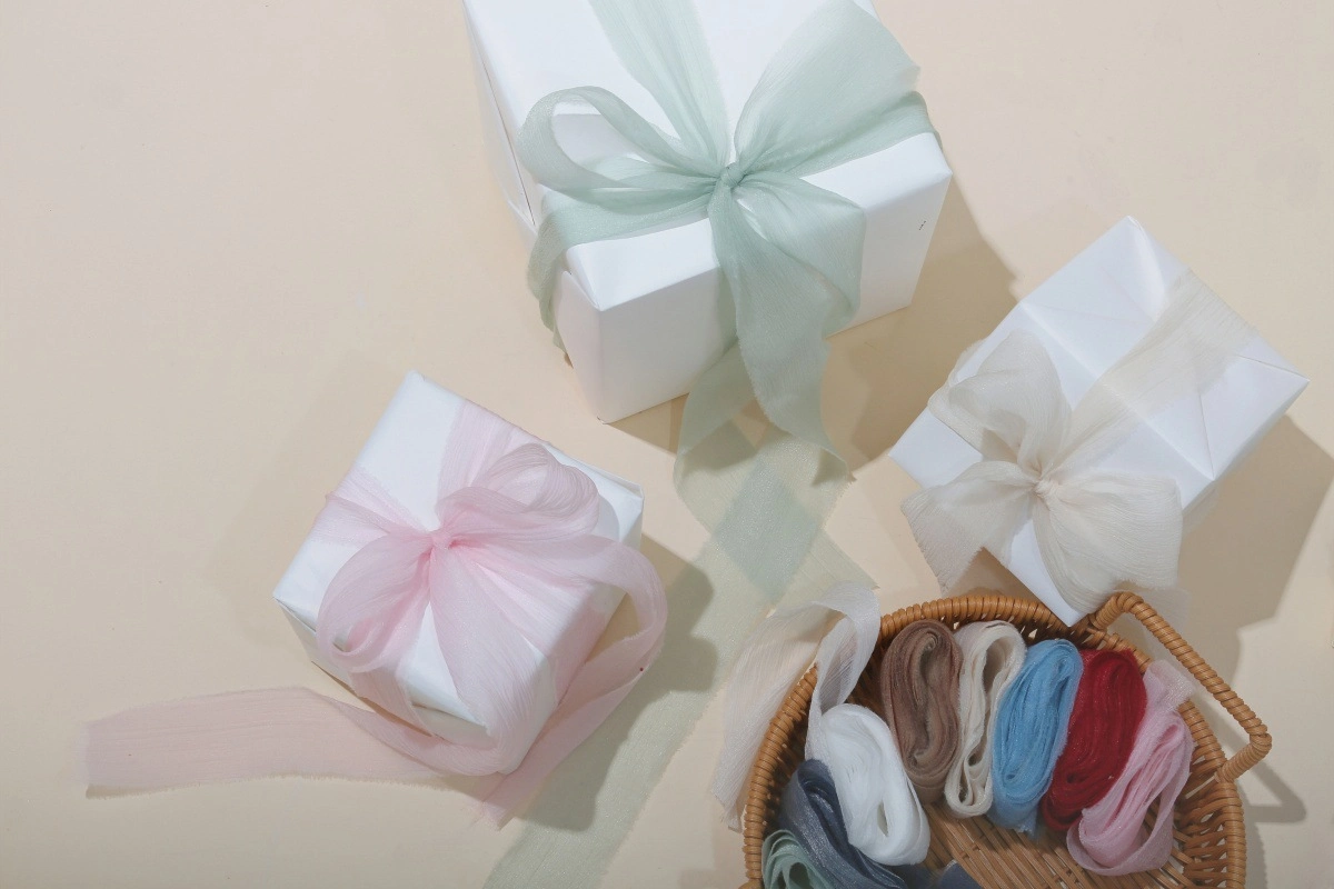 Ruy băng vải voan Chiffon nhăn bản 4cm x 5yard 
 ảnh 5