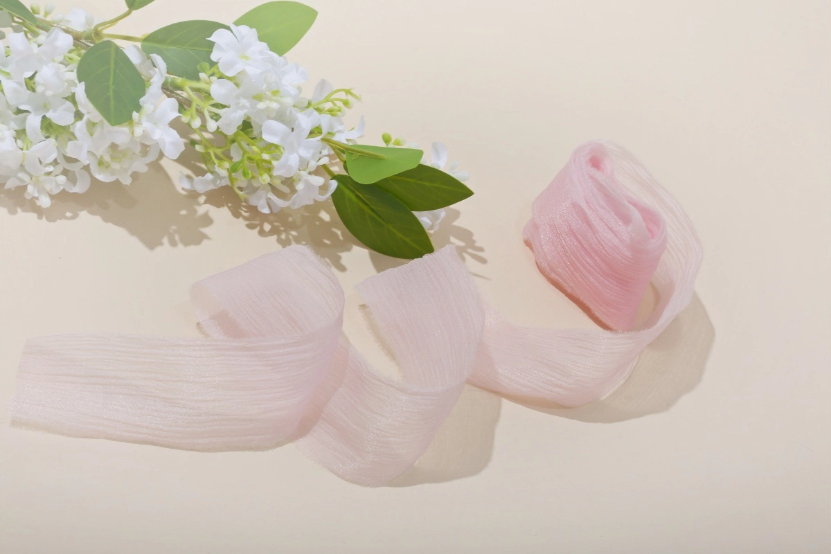 Ruy băng vải voan Chiffon nhăn bản 4cm x 5yard 
 ảnh 17