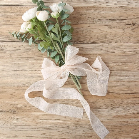 Ruy băng vải voan Chiffon nhăn bản 4cm x 5yard 
 ảnh 2