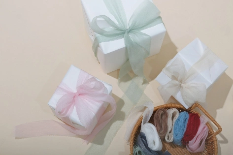 Ruy băng vải voan Chiffon nhăn bản 4cm x 5yard 
 ảnh 5